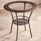 Tropical Wicker Coffee Table with Glass Top and Storage