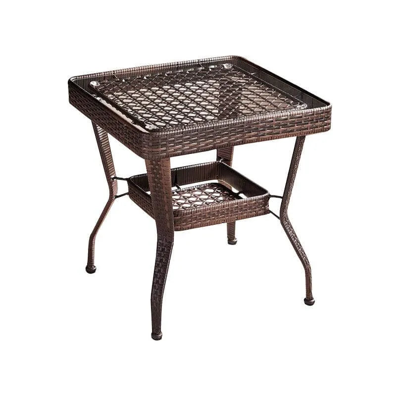 Tropical Wicker Coffee Table with Glass Top and Storage