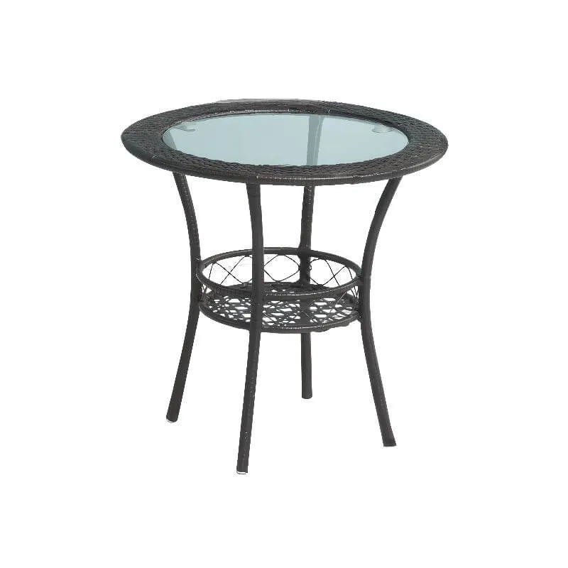 Tropical Wicker Coffee Table with Glass Top and Storage