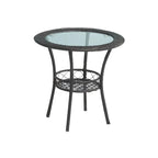 Tropical Wicker Coffee Table with Glass Top and Storage