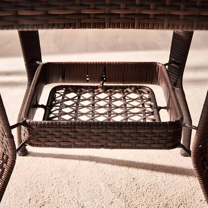 Tropical Wicker Coffee Table with Glass Top and Storage
