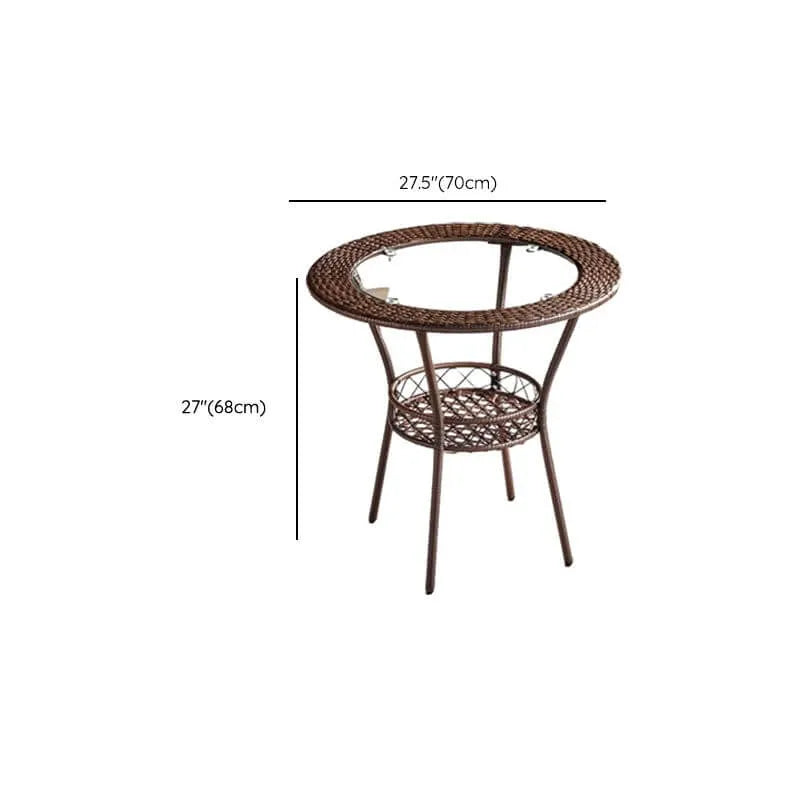 Tropical Wicker Coffee Table with Glass Top and Storage Dimensions