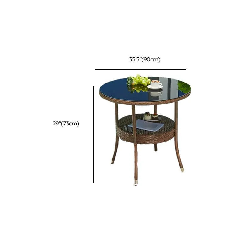 Tropical Wicker Coffee Table with Glass Top and Storage Dimensions