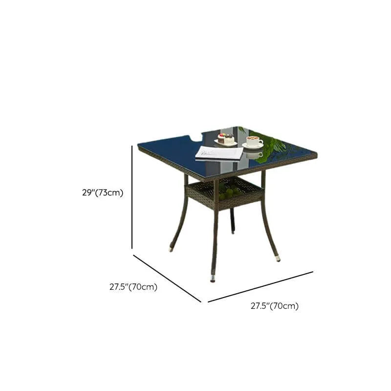 Tropical Wicker Coffee Table with Glass Top and Storage Dimensions
