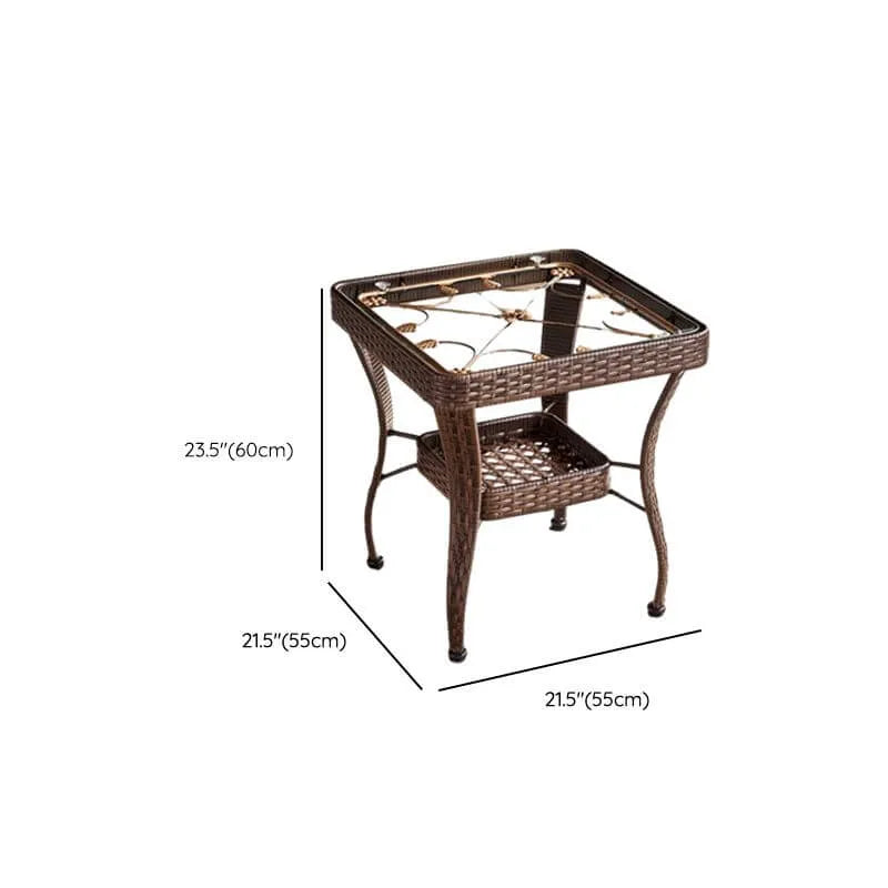 Tropical Wicker Coffee Table with Glass Top and Storage Dimensions