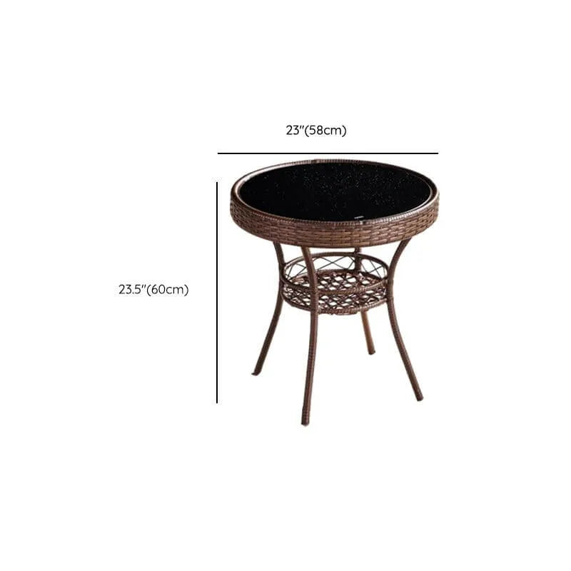 Tropical Wicker Coffee Table with Glass Top and Storage Dimensions