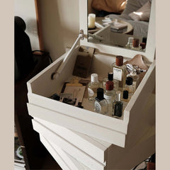 Tulip-Shaped Makeup Vanity with 2 Drawers Yellow/Blue/White