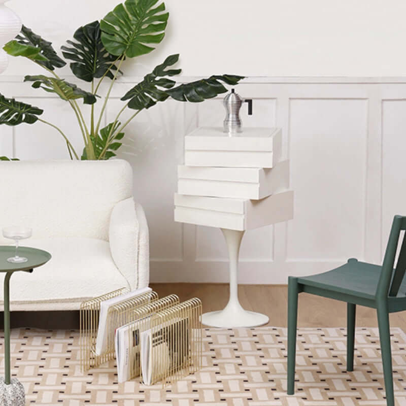 Tulip-Shaped Makeup Vanity with 2 Drawers Yellow/Blue/White