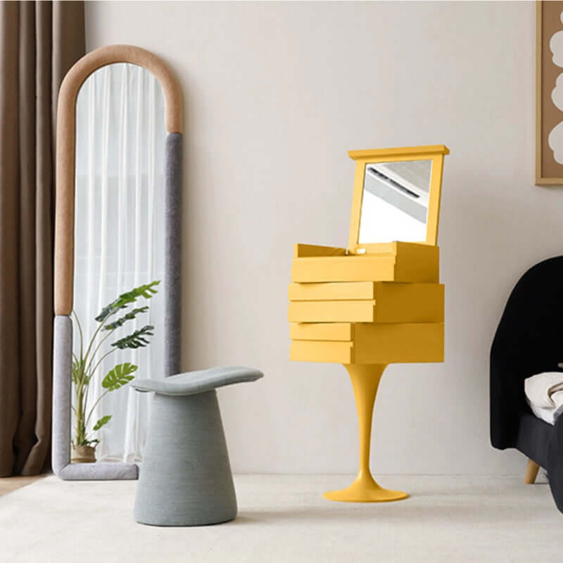 Tulip-Shaped Makeup Vanity with 2 Drawers Yellow/Blue/White Main Product Image メイン画像