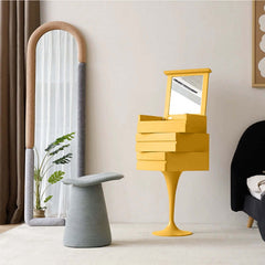 Tulip-Shaped Makeup Vanity with 2 Drawers Yellow/Blue/White Main Product Image