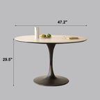 Tulip-Shaped Round Dining Table with Matte Sintered Stone Top