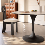 Tulip-Shaped Round Dining Table with Matte Sintered Stone Top