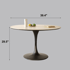 Tulip-Shaped Round Dining Table with Matte Sintered Stone Top
