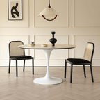 Tulip-Shaped Round Dining Table with Matte Sintered Stone Top