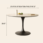 Tulip-Shaped Round Dining Table with Matte Sintered Stone Top Dimensions