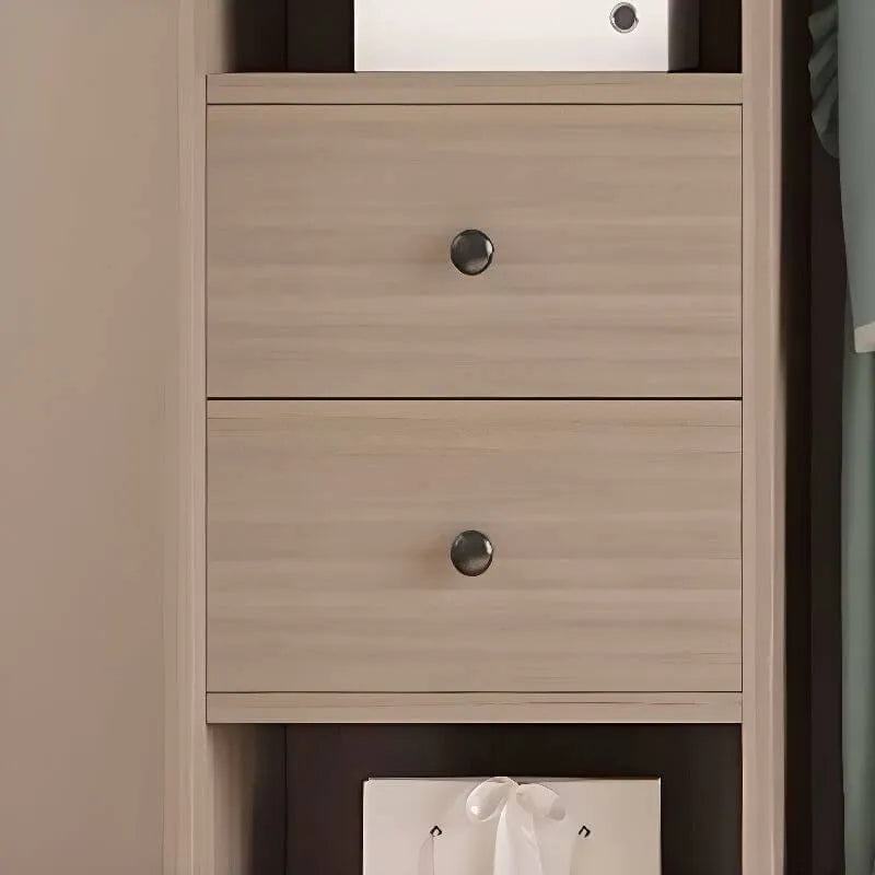 Two-Tone Sliding Door Wardrobe Armoire With Drawers and Shelves