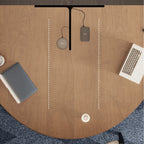 Two-Tone Solid Wood Conference Table with Fluted Pedestal and Cable Management