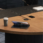 Two-Tone Solid Wood Conference Table with Fluted Pedestal and Cable Management