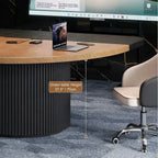 Two-Tone Solid Wood Conference Table with Fluted Pedestal and Cable Management