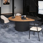 Two-Tone Solid Wood Conference Table with Fluted Pedestal and Cable Management