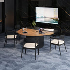 Two-Tone Solid Wood Conference Table with Fluted Pedestal and Cable Management