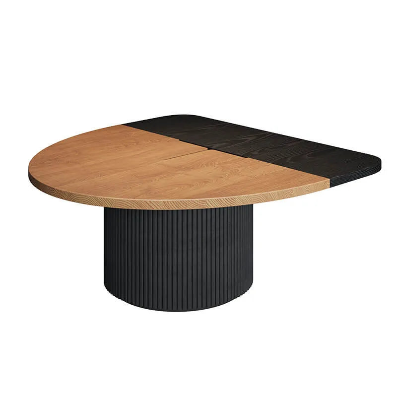 Two-Tone Solid Wood Conference Table with Fluted Pedestal and Cable Management
