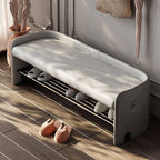 Two-Tone Upholstered Shoe Bench with Storage Shelf and Minimalist Modern Design