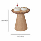 Two-Tone Wood Pedestal Coffee Table Set With Sculptural Wave Edge