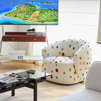 Unique Artistic Accent Chair In Soft Beige And Bright Colors