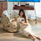 Unique Artistic Accent Chair In Soft Beige And Bright Colors