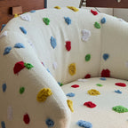 Unique Artistic Accent Chair In Soft Beige And Bright Colors