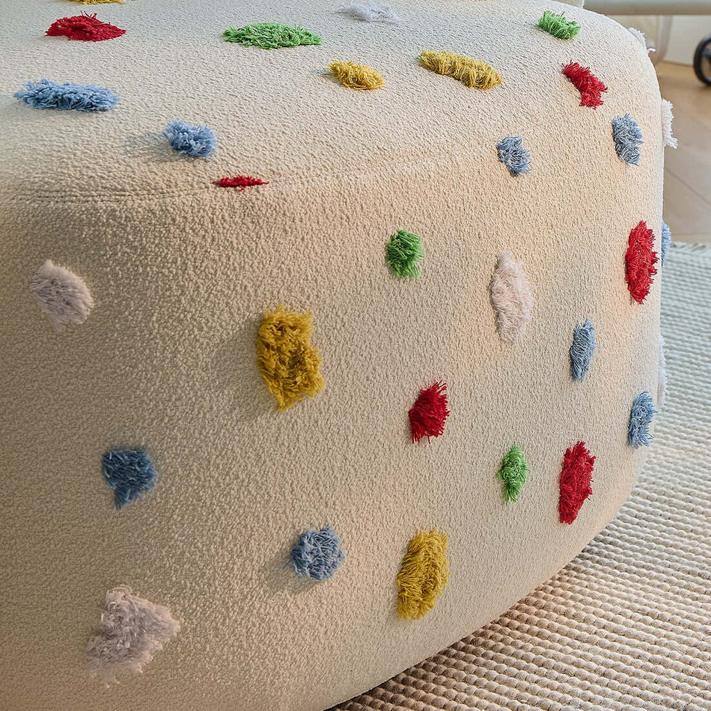 Unique Artistic Accent Chair In Soft Beige And Bright Colors