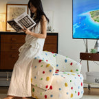 Unique Artistic Accent Chair In Soft Beige And Bright Colors