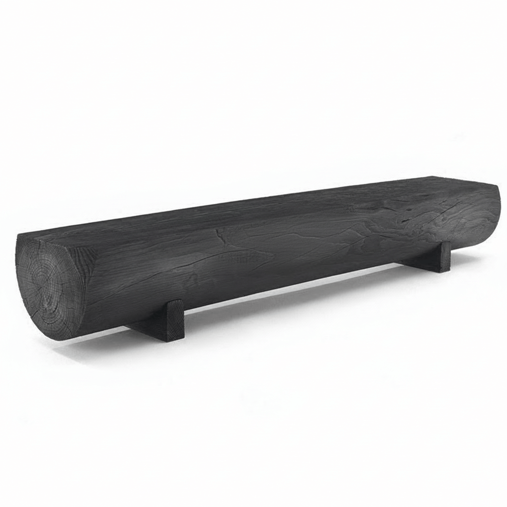Unique Charcoal Black Wooden Stool with Minimalist Design