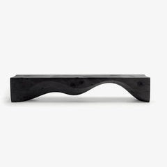 Unique Charcoal Black Wooden Stool with Minimalist Design