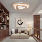 Unique Oak Wood Flush Mount Ceiling Light with Acrylic Diffuser