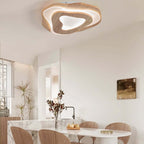 Unique Oak Wood Flush Mount Ceiling Light with Acrylic Diffuser