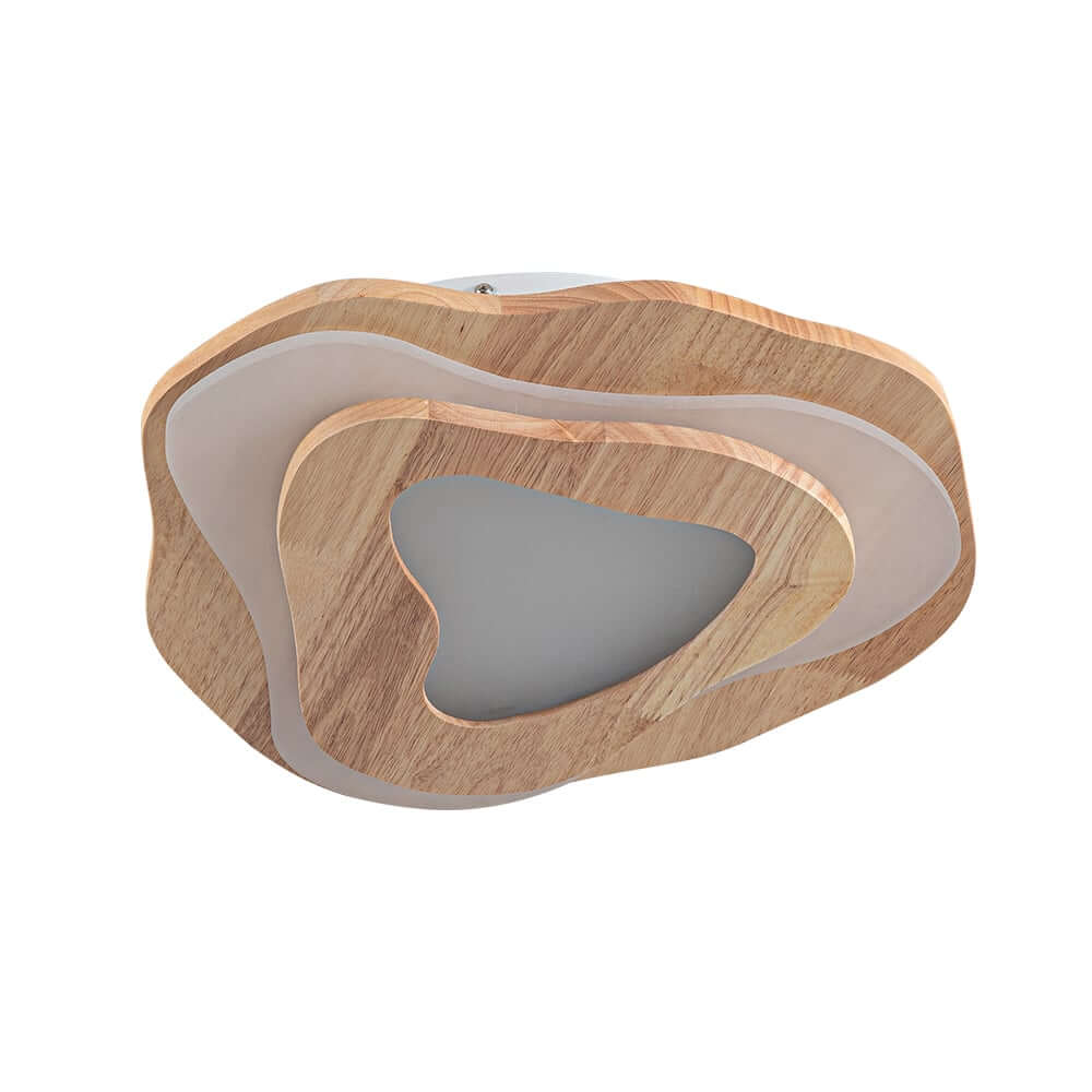 Unique Oak Wood Flush Mount Ceiling Light with Acrylic Diffuser