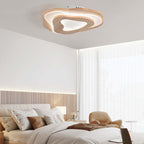 Unique Oak Wood Flush Mount Ceiling Light with Acrylic Diffuser