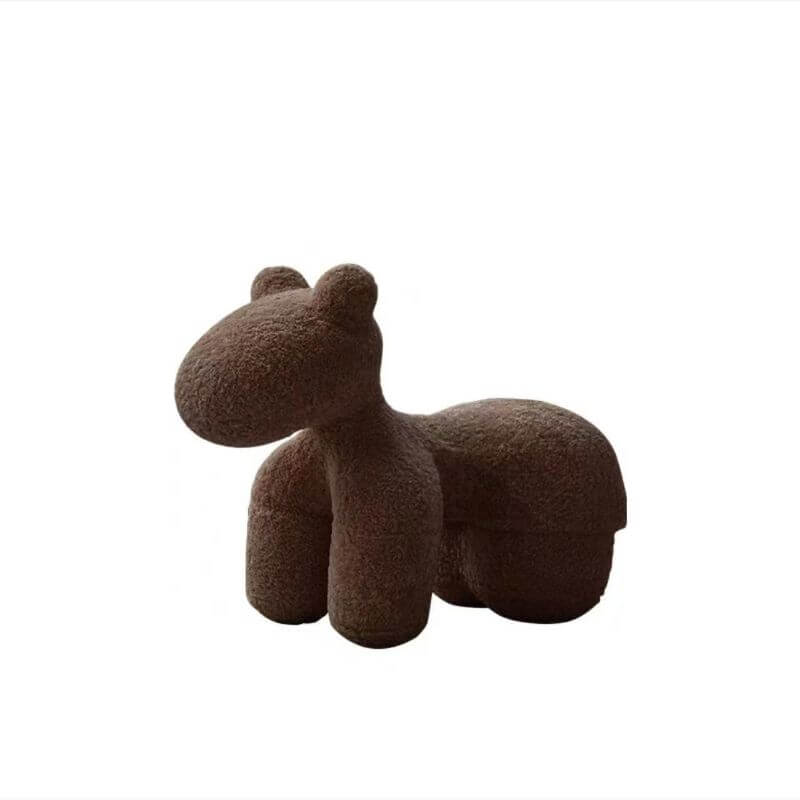 Upholstered Animal Theme Stool for Kids - Red, Fun Playroom Seating