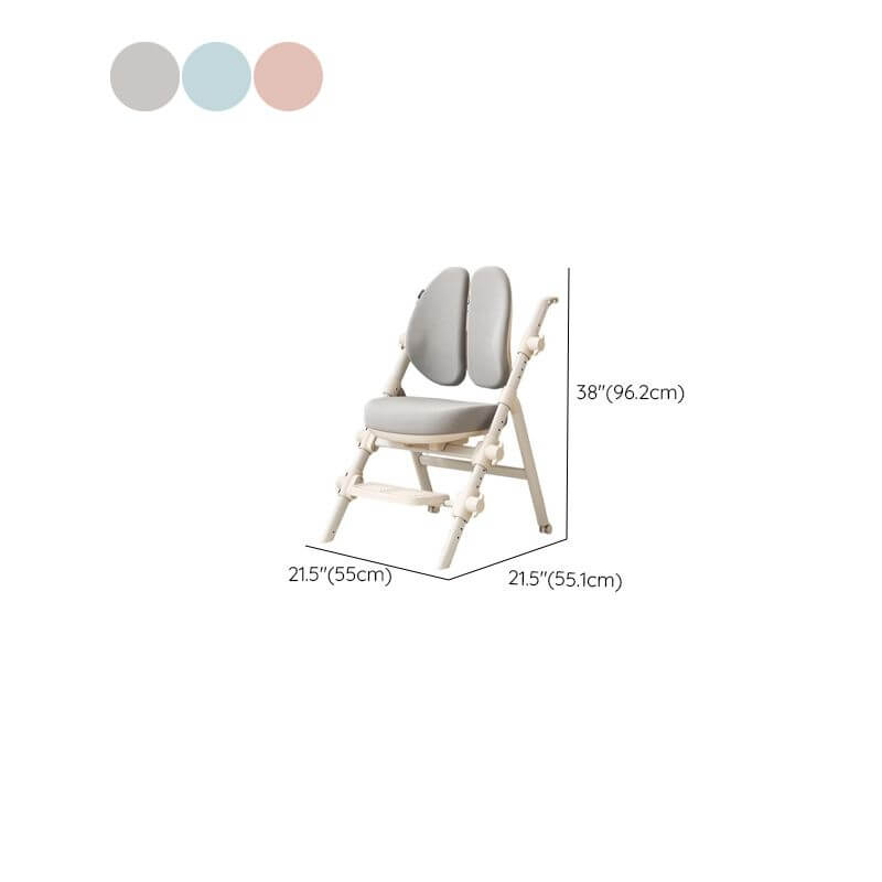 Upholstered Metal Frame Kids Chair with Adjustable Height and Casters Dimensions