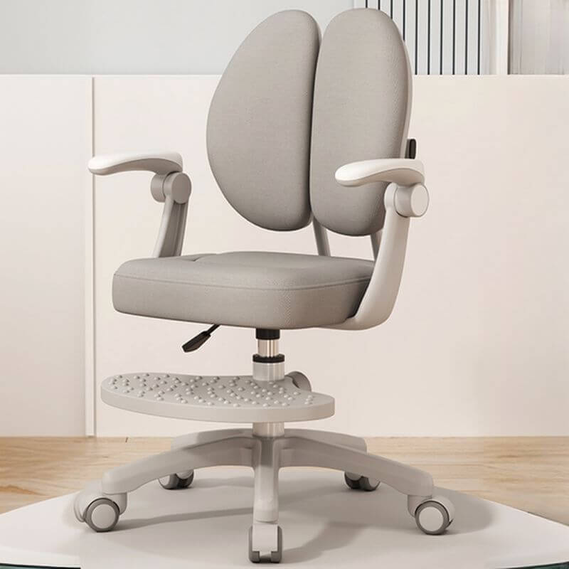 Upholstered Swivel Desk Chair With Footrest - Solid Colors