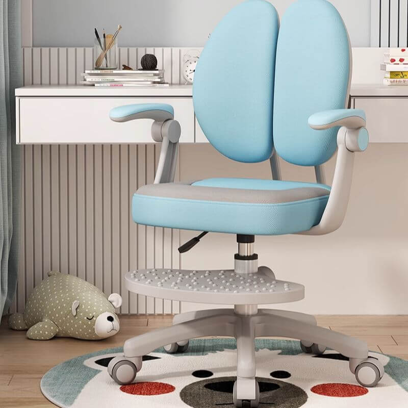 Upholstered Swivel Desk Chair With Footrest - Solid Colors サブ画像