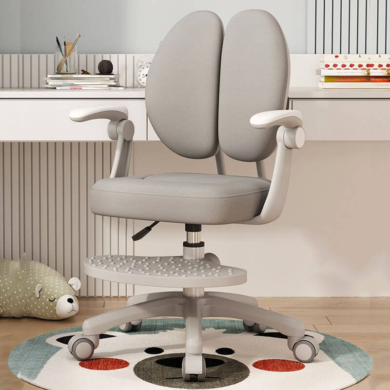 Upholstered Swivel Desk Chair With Footrest - Solid Colors