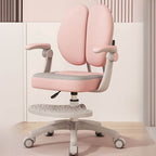 Upholstered Swivel Desk Chair With Footrest - Solid Colors