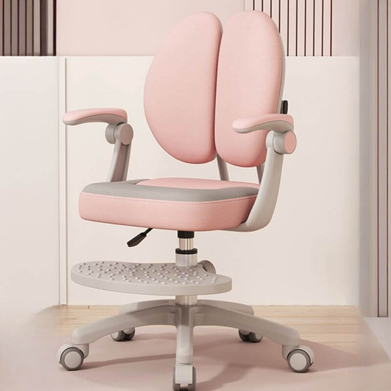 Upholstered Swivel Desk Chair With Footrest - Solid Colors