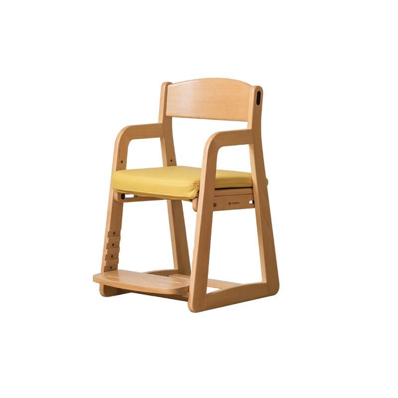 Upholstered Wood Frame Chair with Arms and Adjustable Height