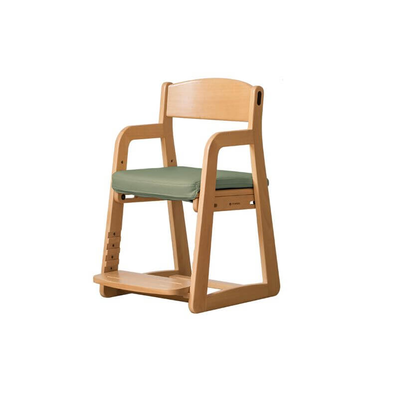 Upholstered Wood Frame Chair with Arms and Adjustable Height