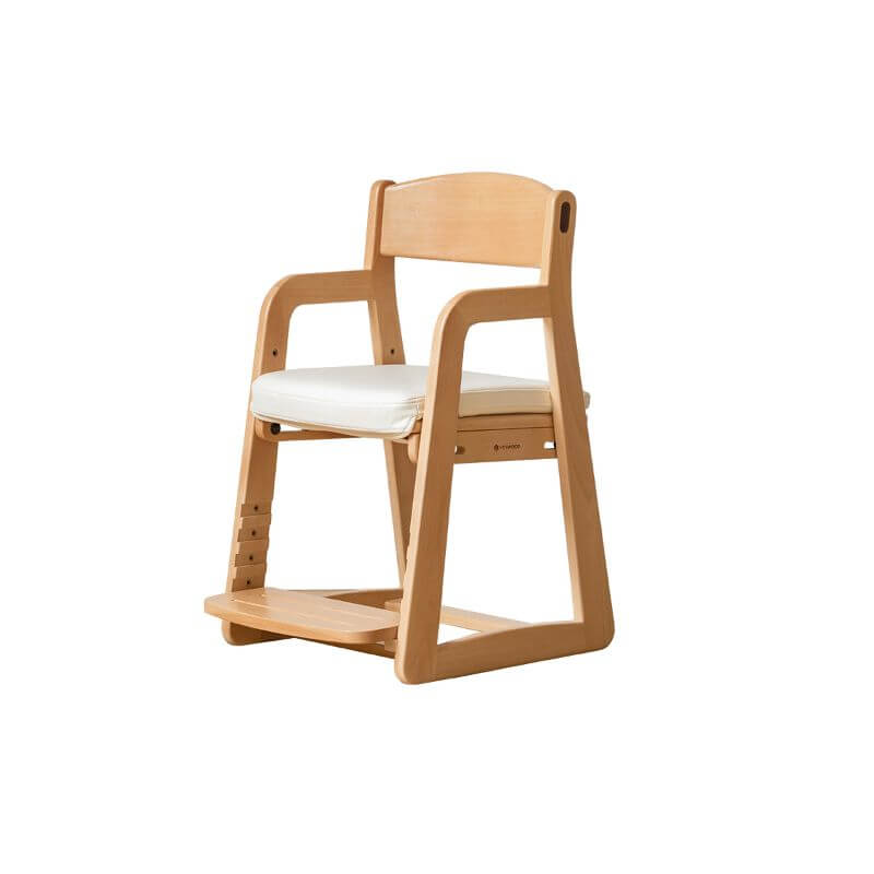 Upholstered Wood Frame Chair with Arms and Adjustable Height