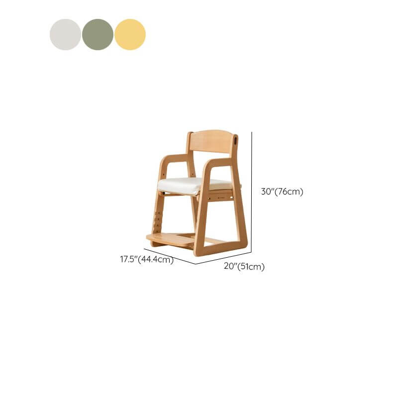 Upholstered Wood Frame Chair with Arms and Adjustable Height Dimensions